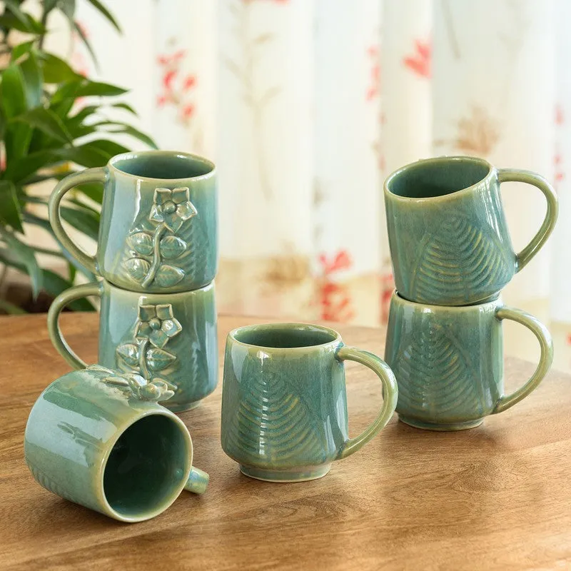 Sage Ceramic Coffee Mug (330 mL Each) - Set Of Six media 1