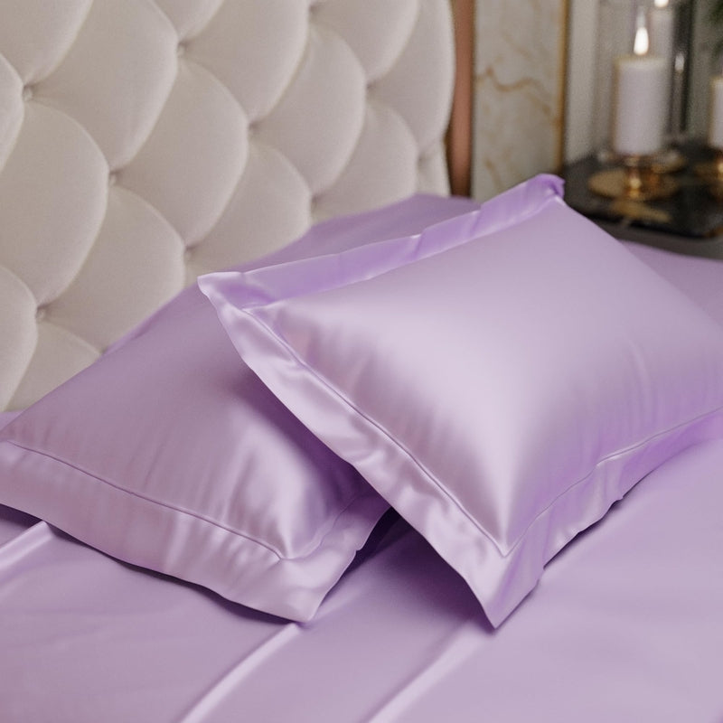 Silkara Satin Pillow Cover (Purple) - Set of Two