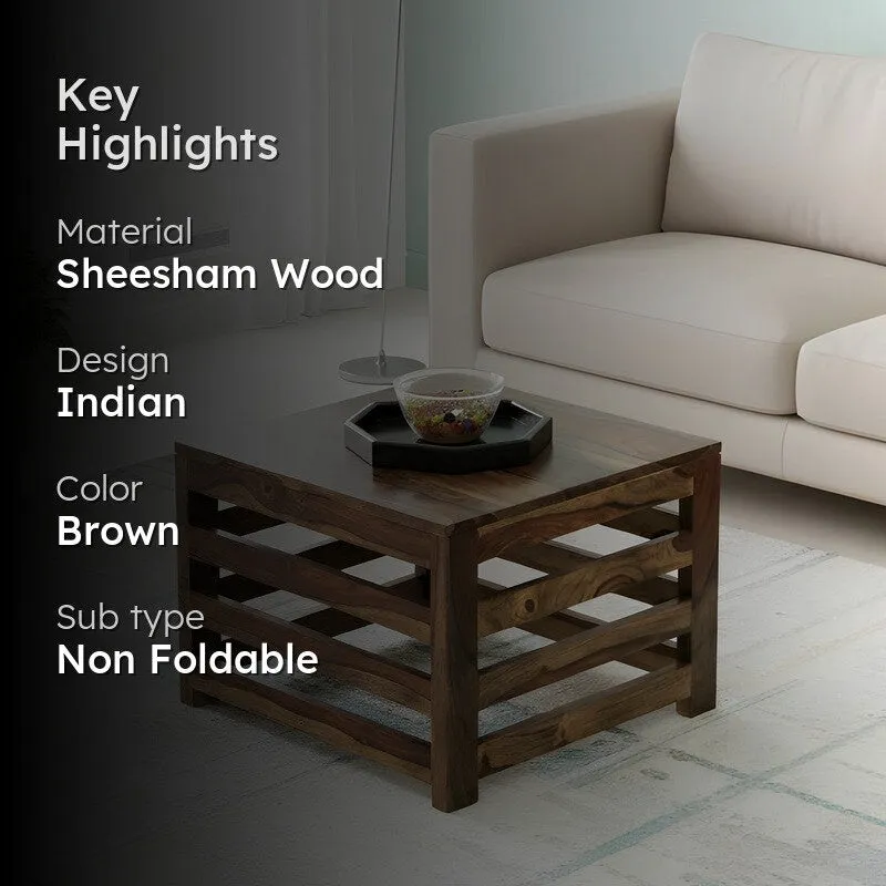 Pervon Sheesham Wooden Center Table - Dark Brown media 2