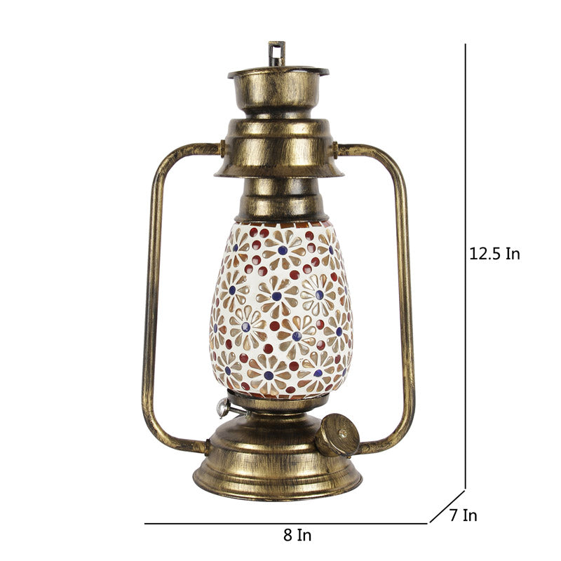 Admya Mosaic Lantern Iron & Glass Table Lamp - Multicolor media 7