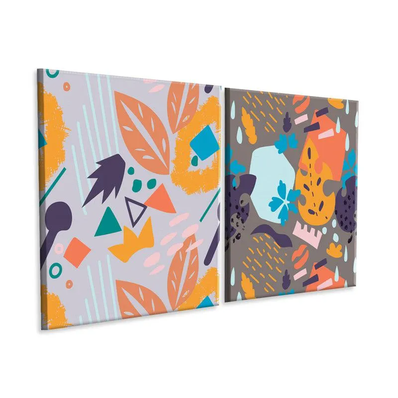 Foliage In Form Canvas Wall Painting - Set Of Two media 5