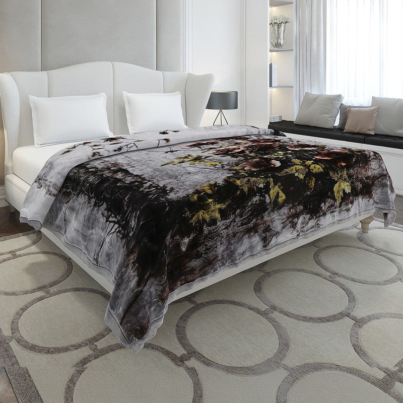 Monte Carlo Whispering Woods Blanket (Grey) - 947 GSM - Queen/Double