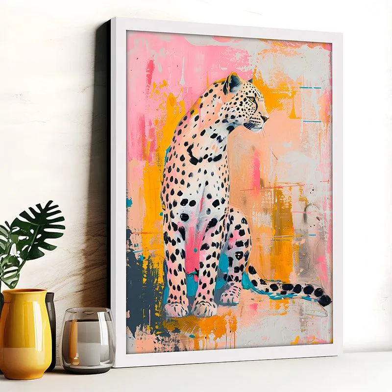 Leopard Dreamscape Canvas Leopard Wall Art With Frame - White media 1