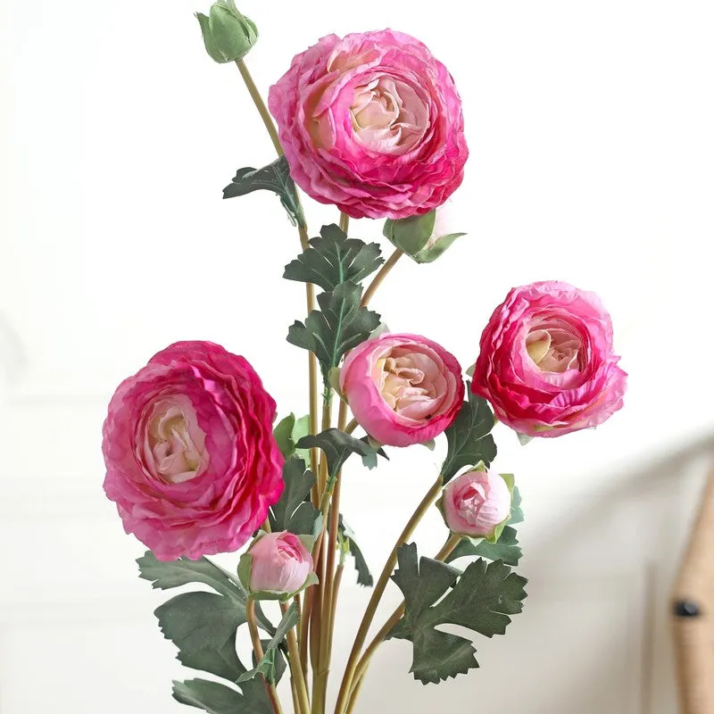 Florya Rose Fabric Artificial Flower - Dark Pink media 5