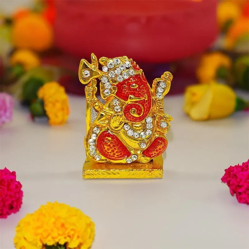 Decorative Golden Ganesha Idol media 1