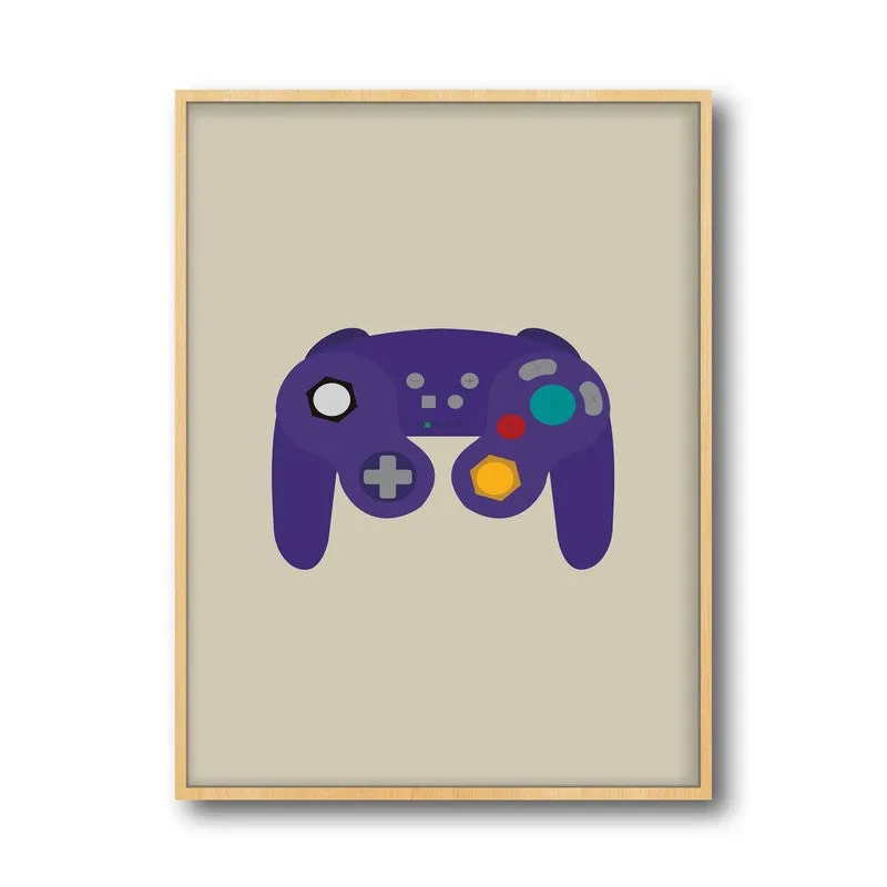 Retro Joystick Framed Canvas Archival Canvas Wall Painting - Natural Brown Frame media 4