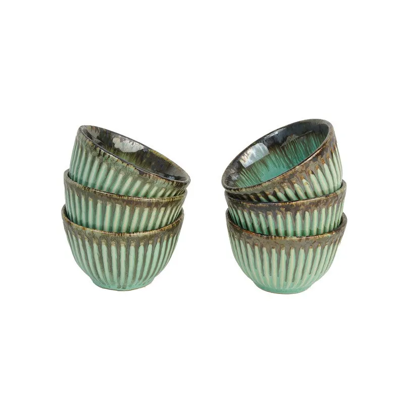 Mintora Green Ceramic Snack Bowls (180 mL) - Set Of Six - 3