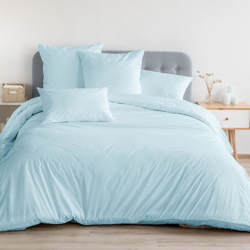 Maison Solid Cotton Bedsheet (Pale Blue) - 400 TC media 5