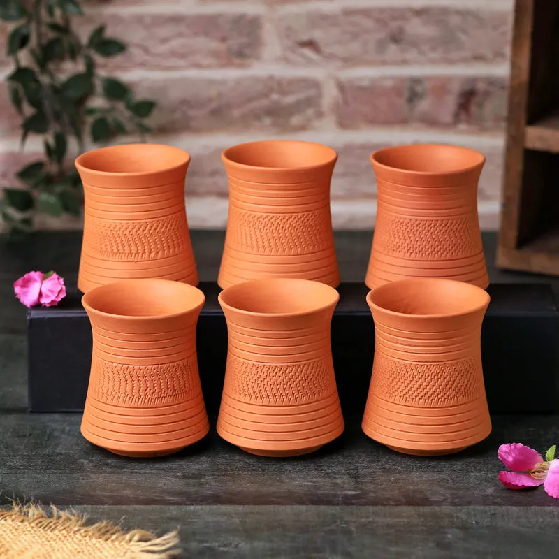 Mitti Curve Terracotta Glass (250 mL) - Set Of Six media 1