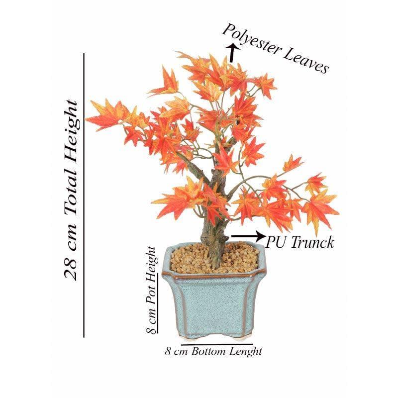 Faux Artificial Maple Bonsai In Black Plastic Pot (28 cms) - Orange media 4
