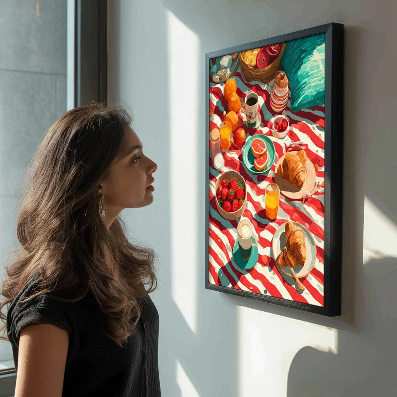 Sunstripe Feast Canvas Wall Painting - Black Frame media 5