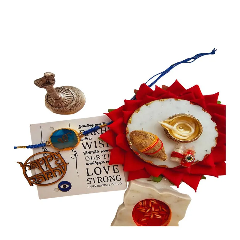 Ik Onkar Turquoise Agate Rakhi Gift Set media 4