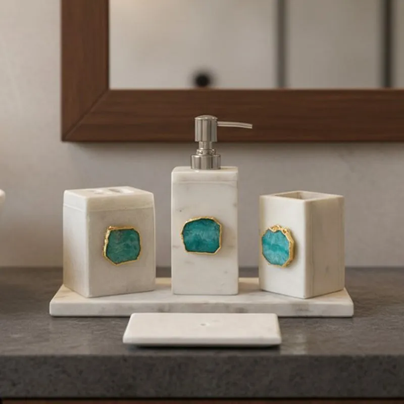 Kade Agate & Marble Bathroom Set - Green media 1