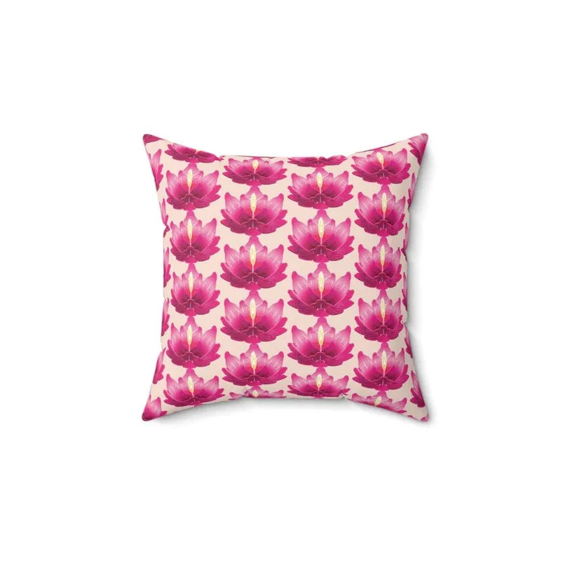 Lotus Bloom Taffeta Silk Cushion Cover media 3