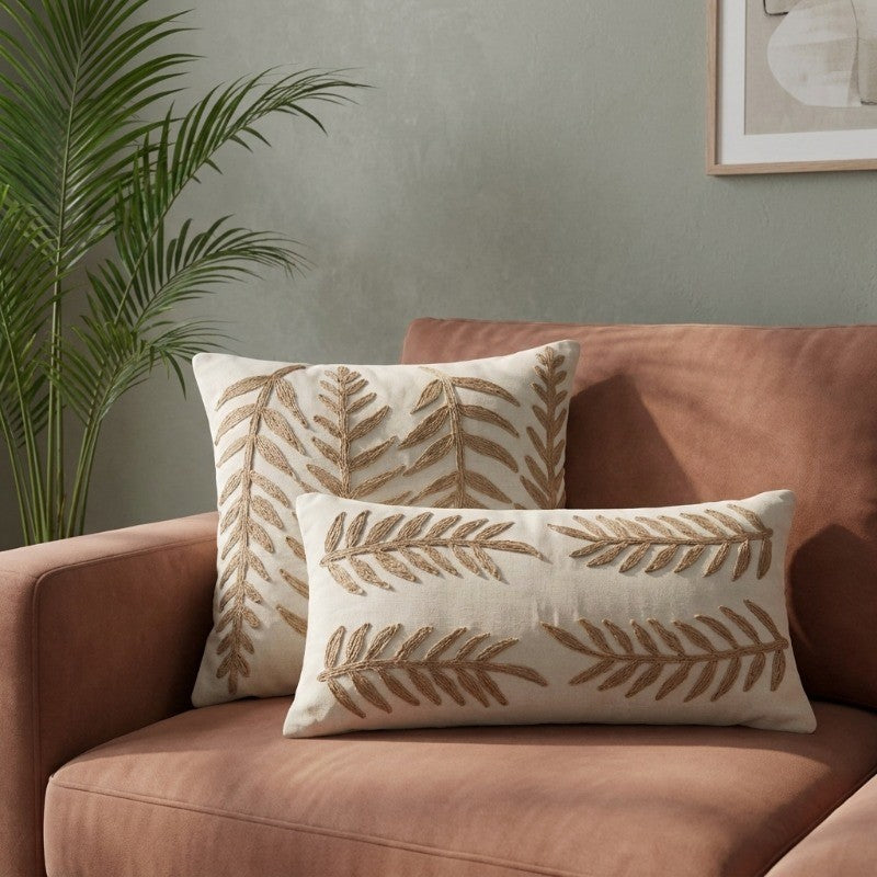 Earthy Weave Embroidered Cotton Cushion Cover - Set of Two - Bundles