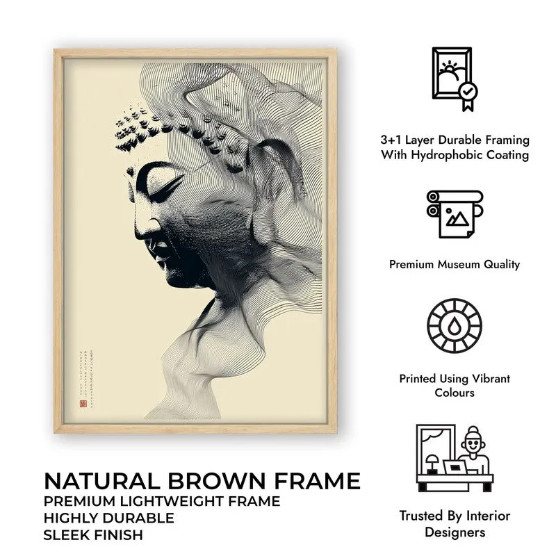 Buddha In Grace Archival Paper Wall Painting With Brown Frame media 9