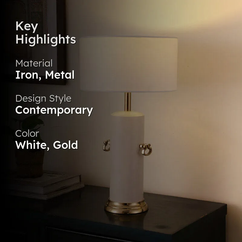 Yina Iron Table Lamp with Metal Base - White,Gold media 2
