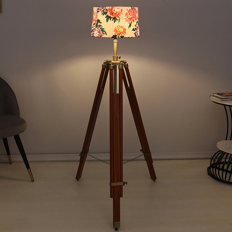 Miyabi Printed Tripod Floor Lamp - Brown