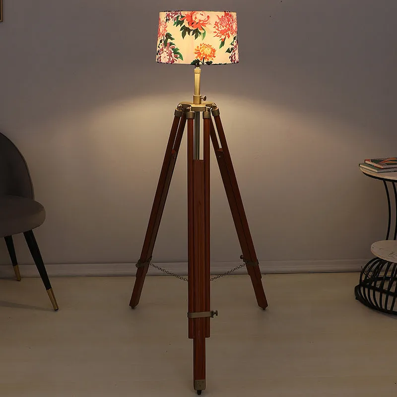Miyabi Printed Tripod Floor Lamp - Brown media 1