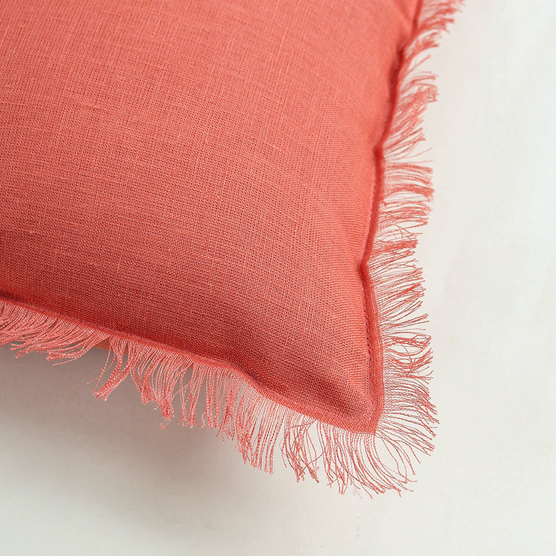 Elegant Edge Solid Cotton Cushion Cover (Red) - Set Of Two media 4