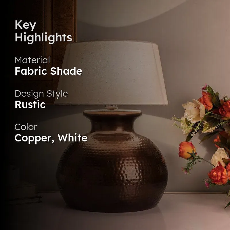 Contadino Copper Pitcher Fabric Table Lamp - White media 2