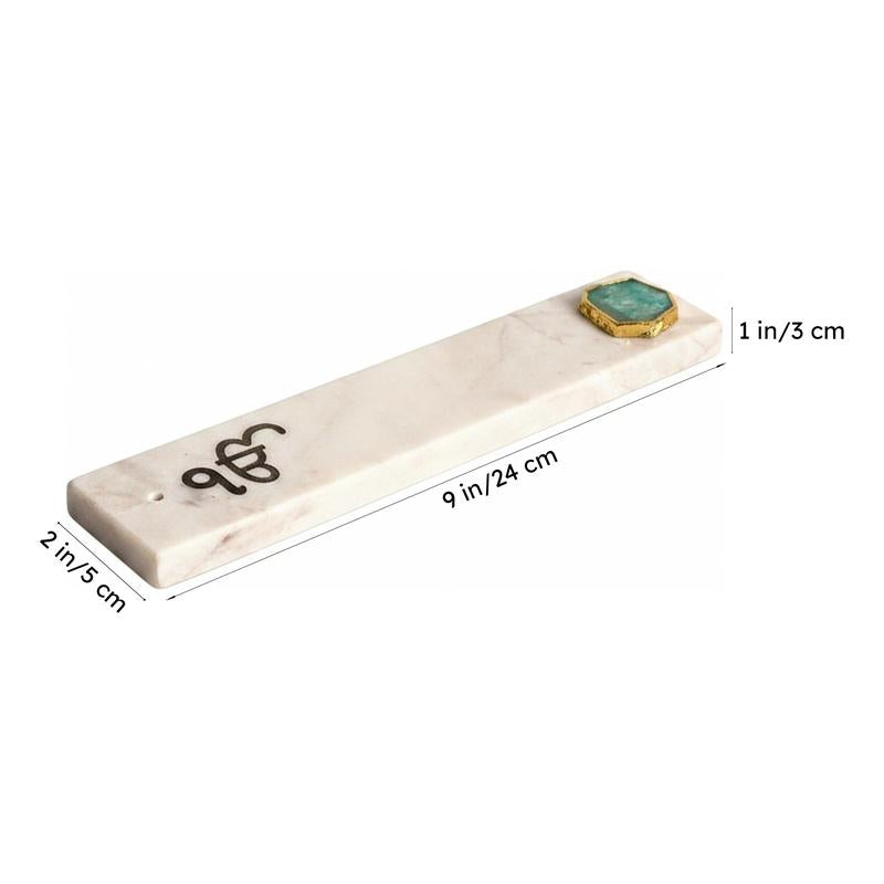 Ik Onkar Marble Incense Holder With Agate Plating - Green media 6