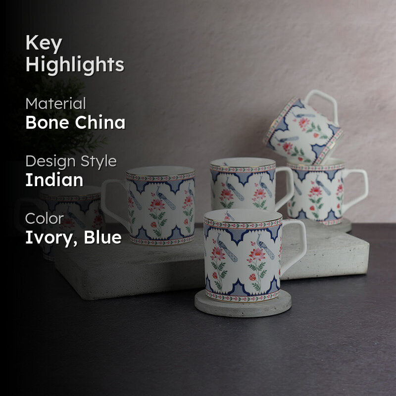 India Circus Bone China Tea Cup (250 mL Each) -  Set of Six media 2