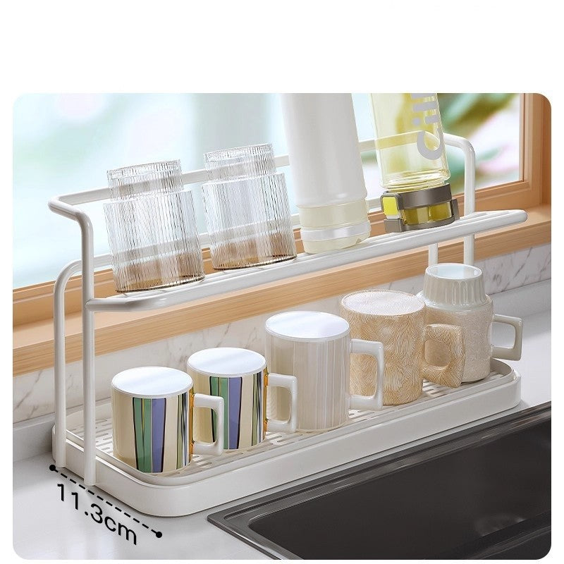 Cupora 2-Tier Cup Rack with Tray - White media 5