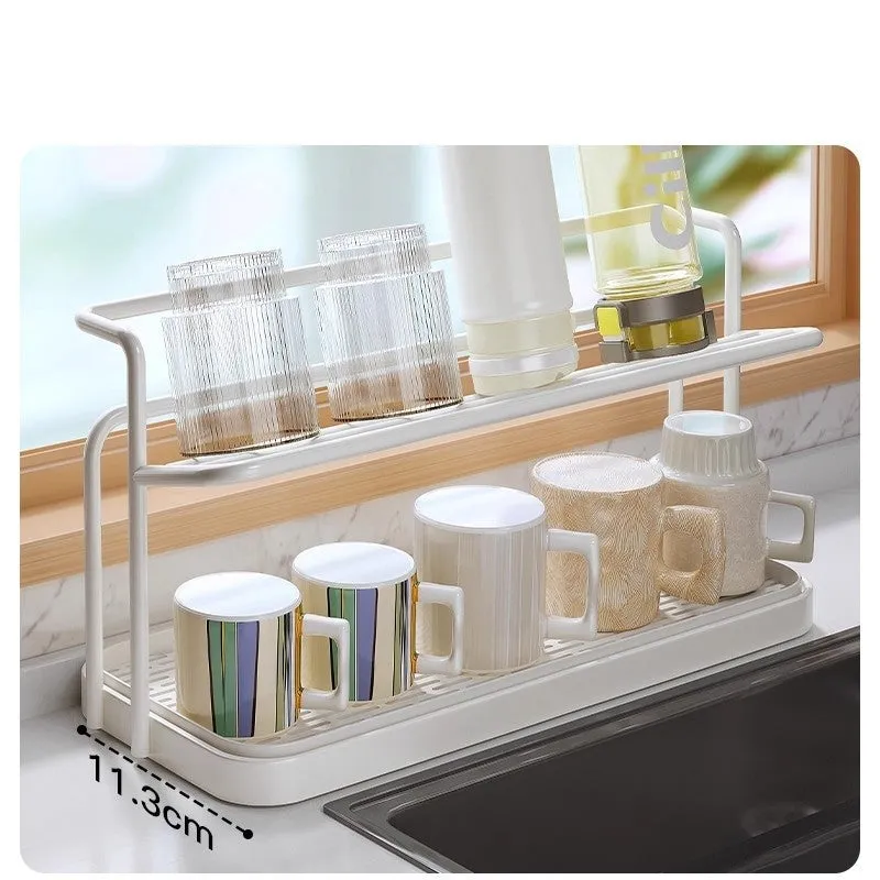 Cupora 2-Tier Cup Rack with Tray - White media 5