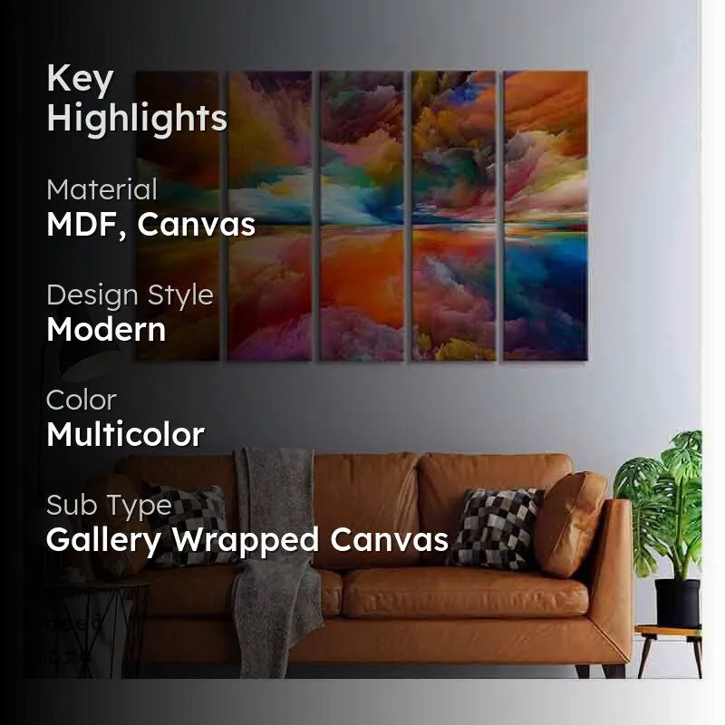 Color Blast Canvas Wall Art - Five Piece Set media 2