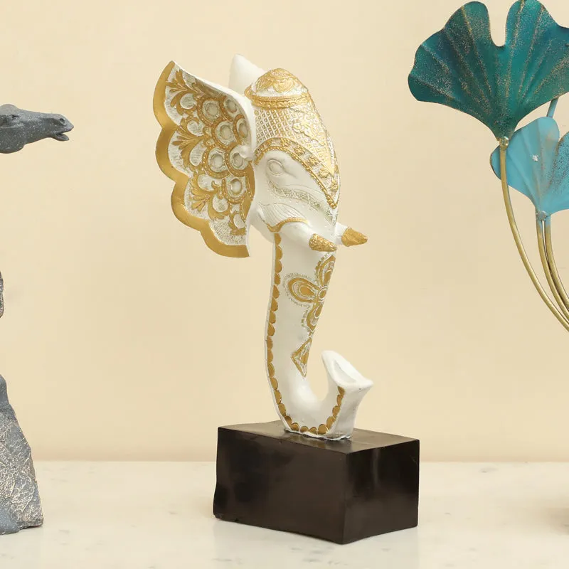 Elegant Elephant Polyresin Showpiece - Gold media 1