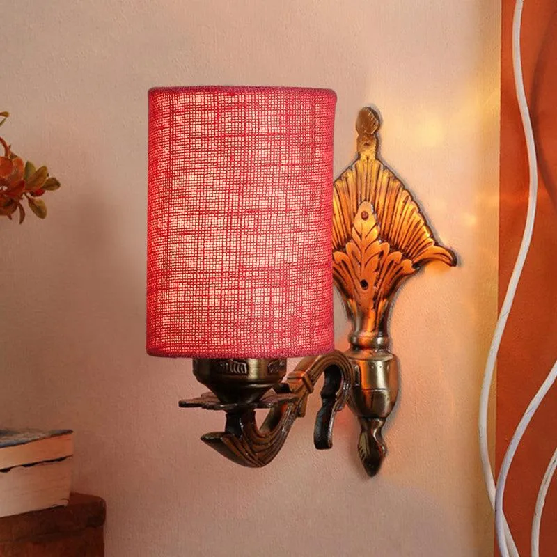 Magda Masique Cylindrical Fabric & Metal Wall Lamp - Pink media 1