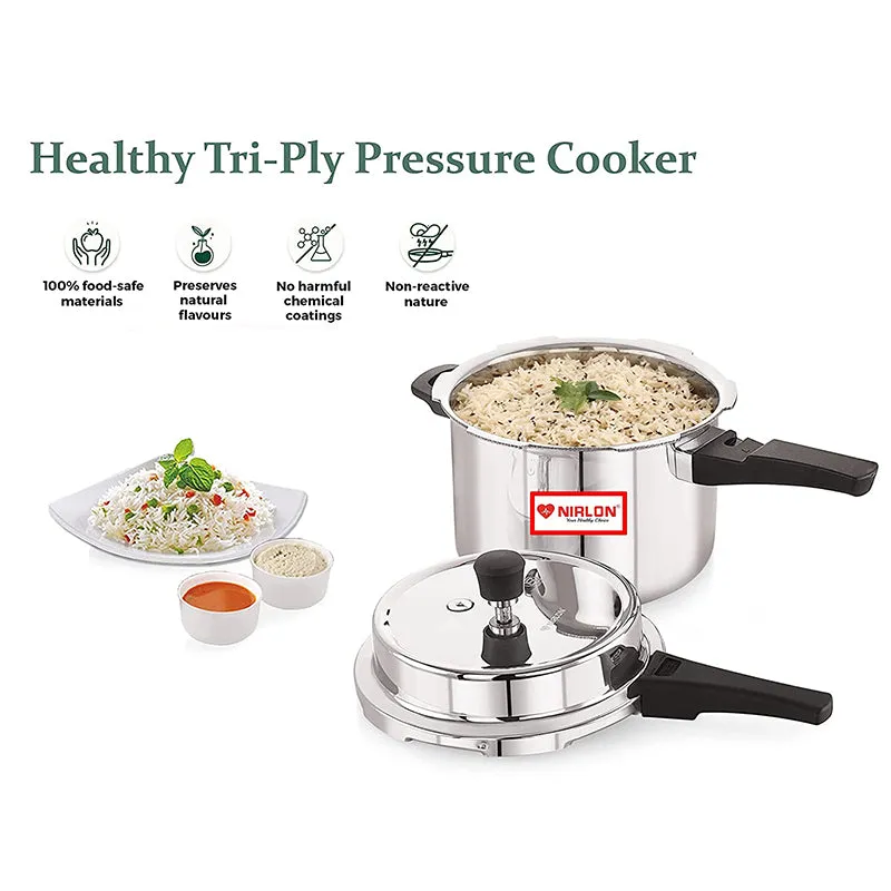 Nirlon Steel Shine Pressure Cooker - 3000 mL/ 8 Inches media 6