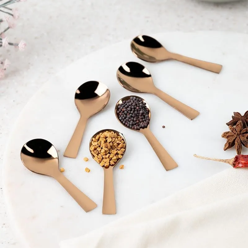 Umava Premium Gold Stainless Steel Masala Spoon Set of 6 media 1