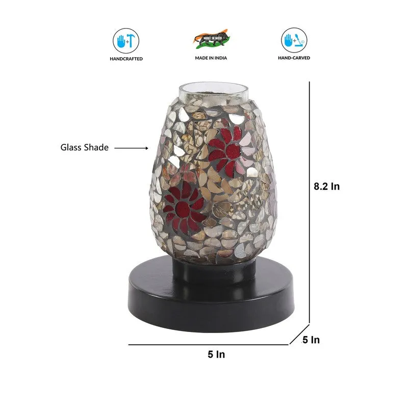 Prismiq Mosaic Glass Table Lamp With Wooden Base - Multicolor media 8