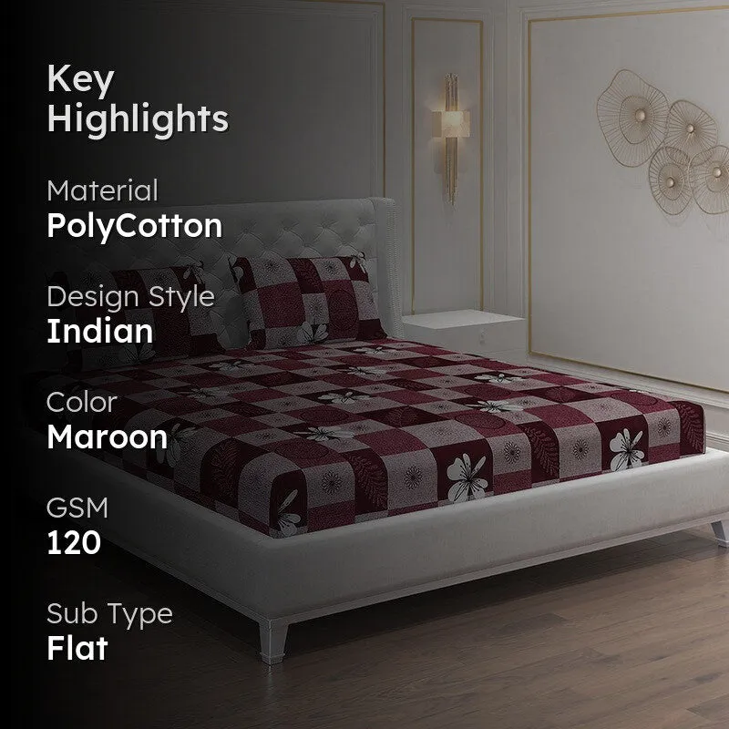 Monte Carlo Garden Grid Bedsheet (Majenta) - 120 GSM media 2