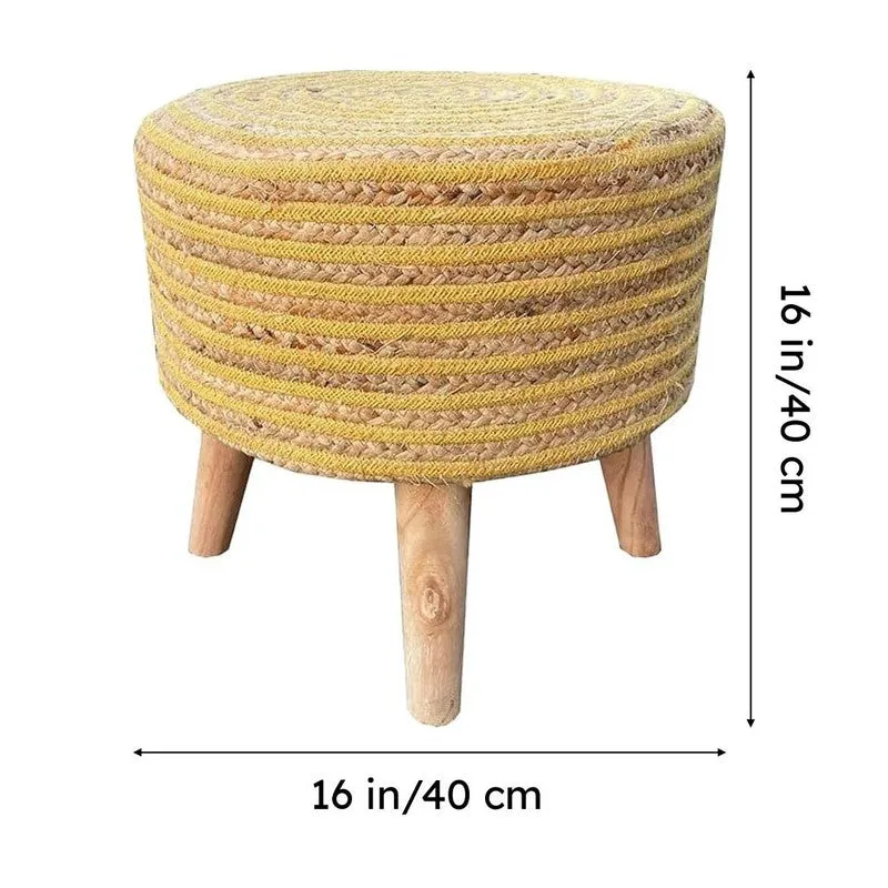 Junis Striped Juco Ottoman - Yellow media 7
