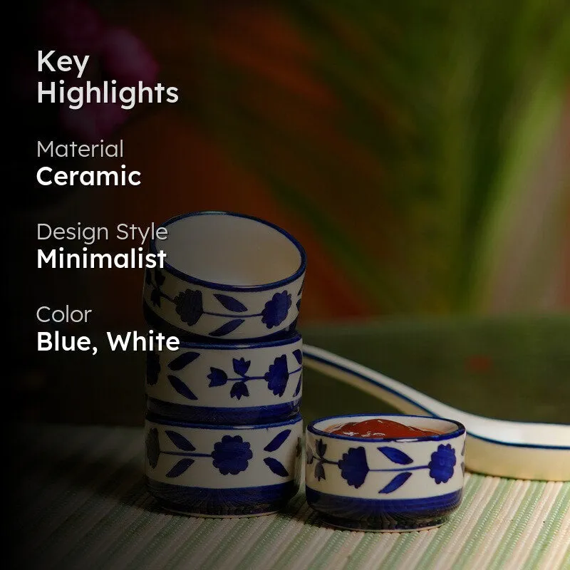 Culinova Ceramic Dip Bowls (Blue,White ,40 mL Each) - Set Of Four media 2