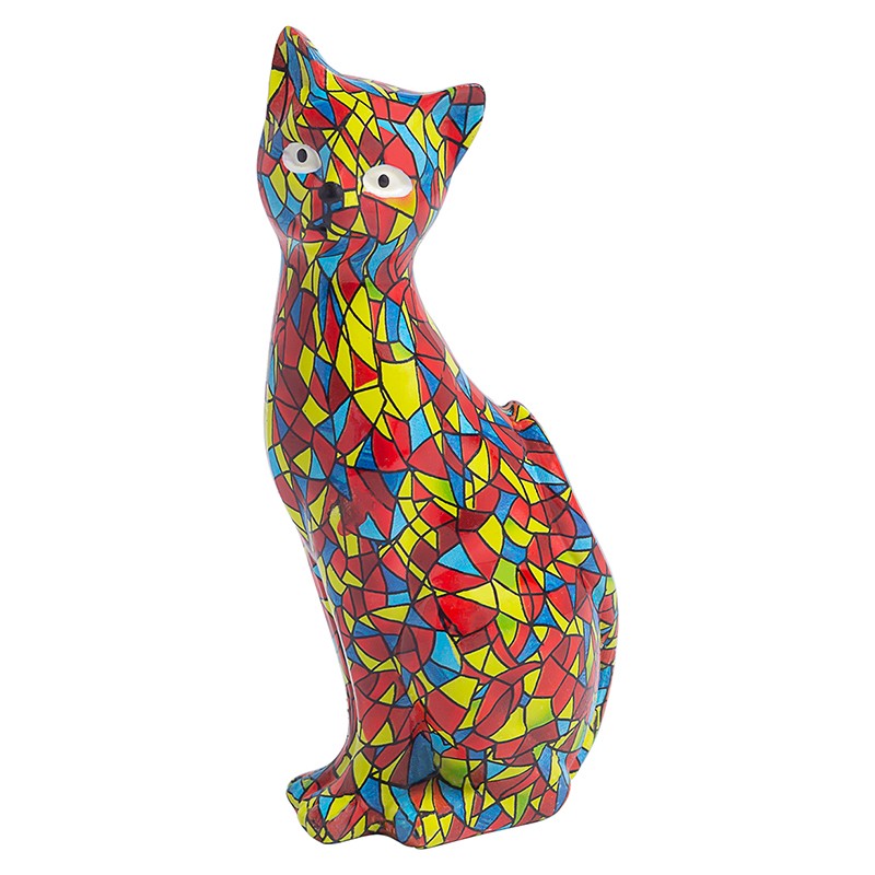 Mosaic Kitten Showpiece - Red, Yellow media 3