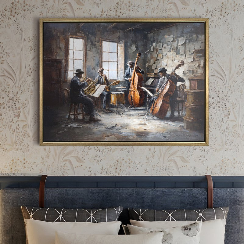 Smoky Jazz Canvas Wall Painting With Frame media 5