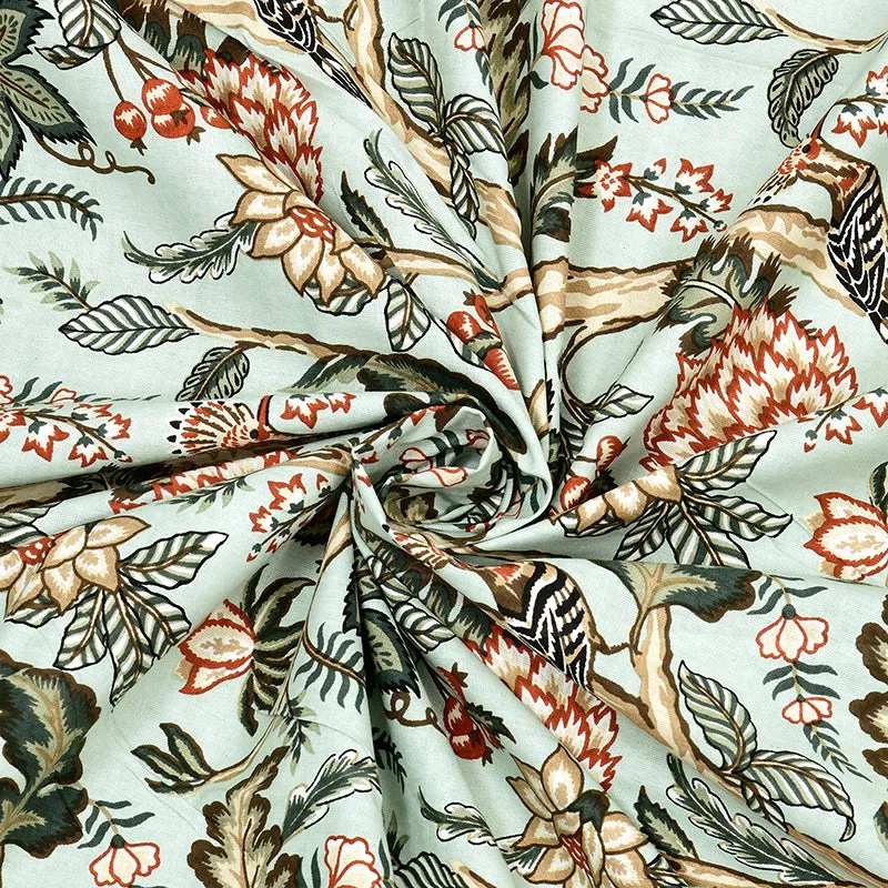 Hestia Floral Cotton Bedsheet (Green) - 160 TC media 5