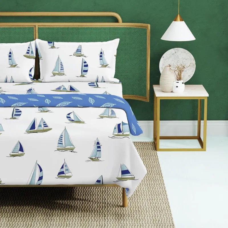 Urban Space Modern Blue Cotton Bedding Set (200 TC) - Four Piece Set media 3