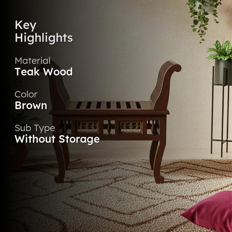 Cleo Teak wood Ottoman media 2
