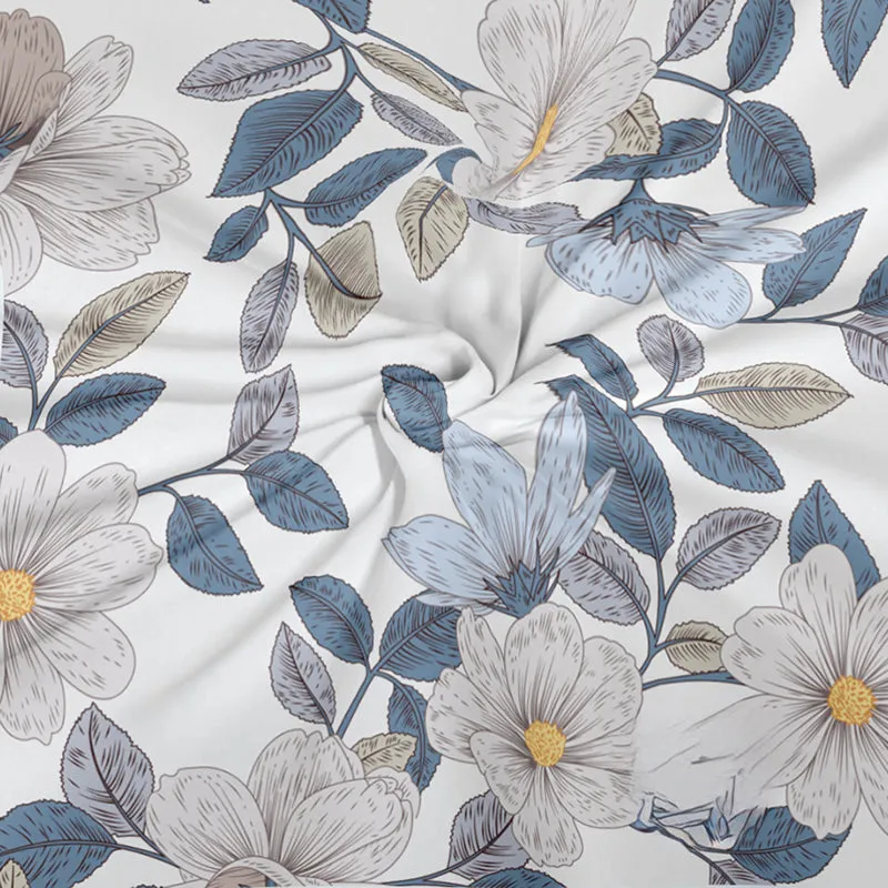 Flora Blues I Microfiber Microfiber Bedsheet - 150 GSM media 6