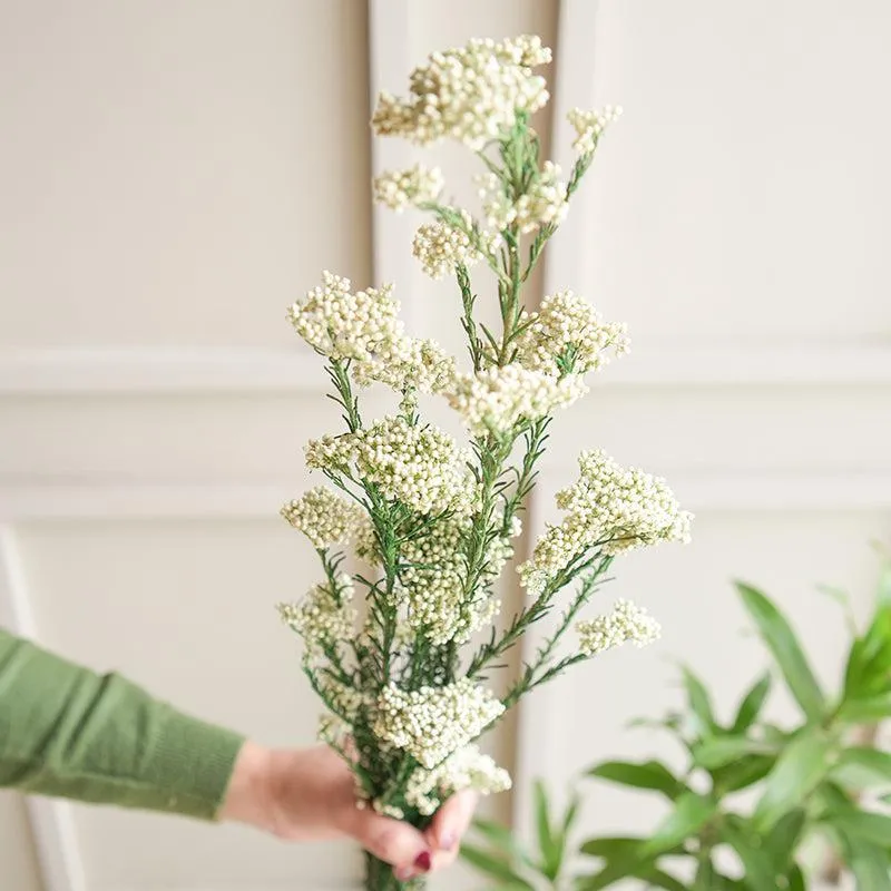 Artificial Rice Flower Stem (White & Green) - Set Of Three media 1