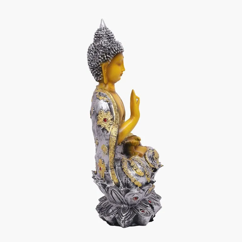 Solace Buddha Polyresin Idol (10 inches) - Silver media 4