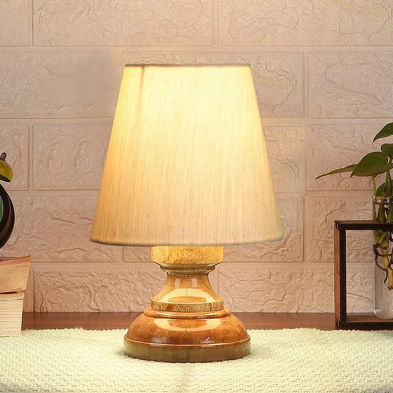Harolda Shade Fabric Table Lamp with Base - Brown,Beige media 1