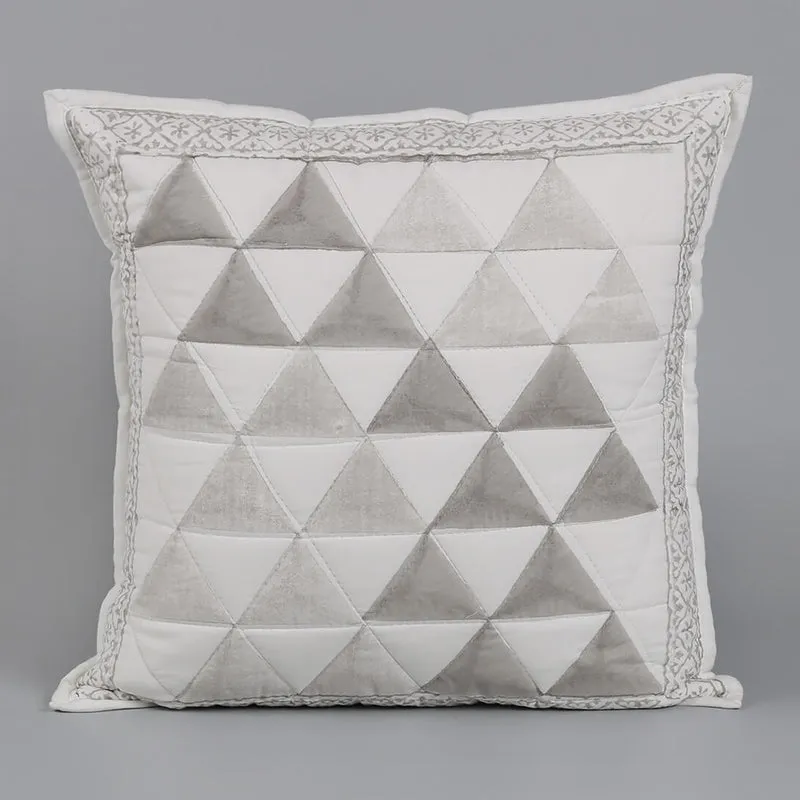 India Circus Shadowstone Tufted Cotton Cushion Cover (Grey & White) - Set Of Two media 3