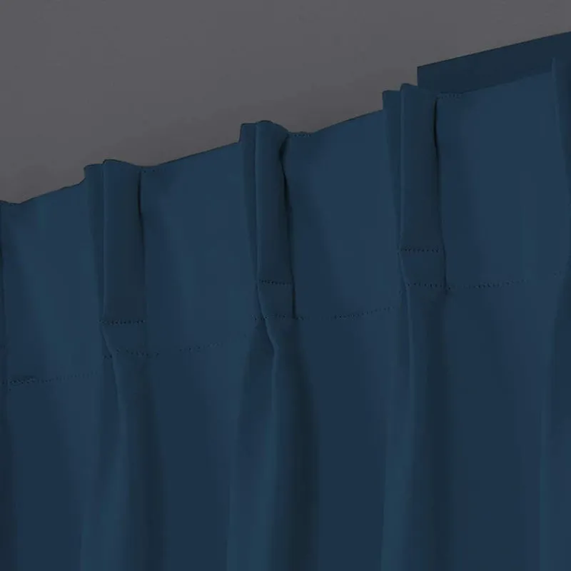 Noir Double Pinch Pleat Blackout Curtain - Navy Blue media 3