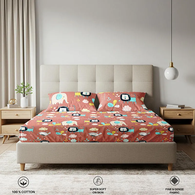 Urban Space Junglee Kids Cotton Bedsheet (Pink) - 200 TC media 5
